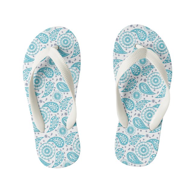 Paisley teal pattern. kid's thongs (Footbed)