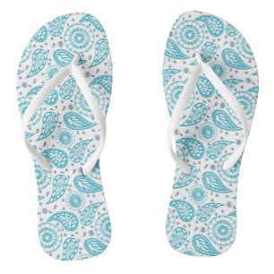 paisley teal pattern thongs