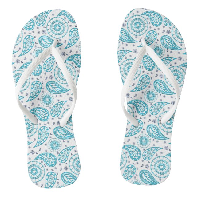 paisley teal pattern thongs (Footbed)