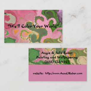 "PAISLEY/TIE-DYE DESIGN" (PINKS, GREENS AND GOLDS) BUSINESS CARD