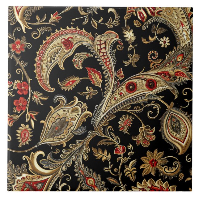 Paisley, Victorian, Gothic,  Ceramic Tile (Front)