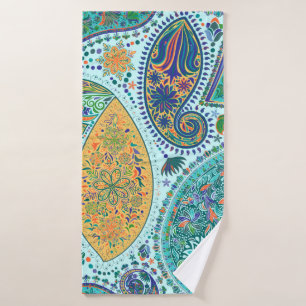 Paisley vintage floral motif ethnic seamless backg bath towel