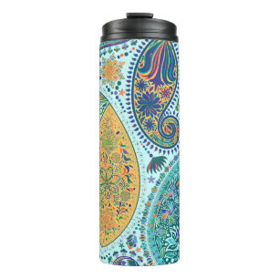 Paisley vintage floral motif ethnic seamless backg thermal tumbler