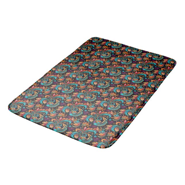Paisley Vivid Bold Bath Mat (Angled)