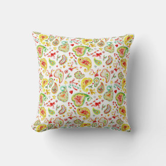 Paisley watercolor Christmas colourful custom Cushion