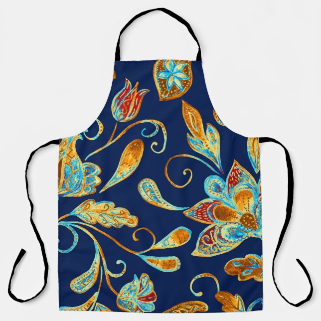 Paisley watercolor floral pattern tile: flowers, f apron (Front)