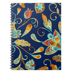 Paisley watercolor floral pattern tile: flowers, f notebook