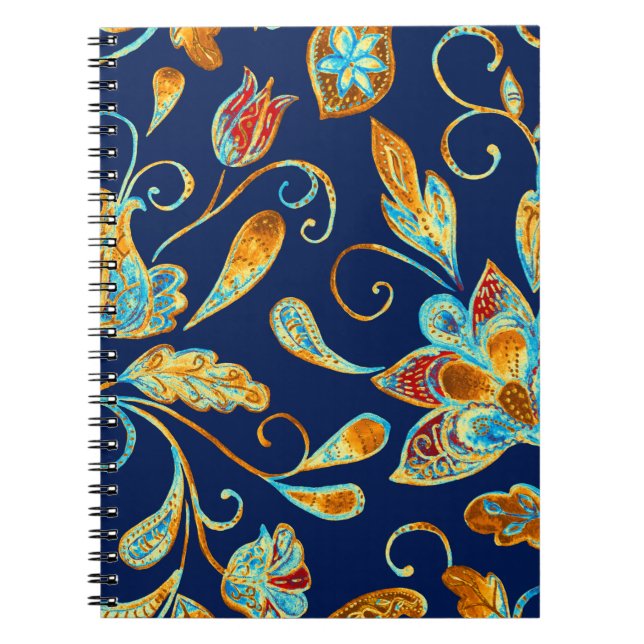 Paisley watercolor floral pattern tile: flowers, f notebook (Front)