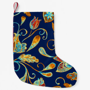 Paisley watercolor floral pattern tile: flowers, f small christmas stocking