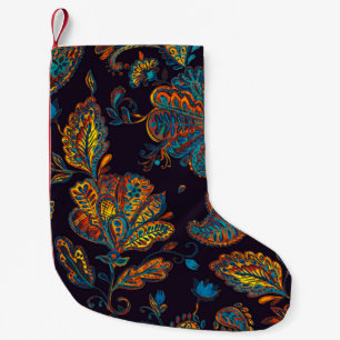 Paisley watercolor: floral pattern tile small christmas stocking