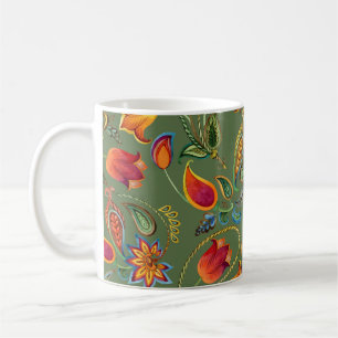 Paisley watercolor flowers, seamless Indian motif. Coffee Mug