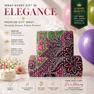 Paisley Wrapping Paper   Pink Floral Gift Wrap