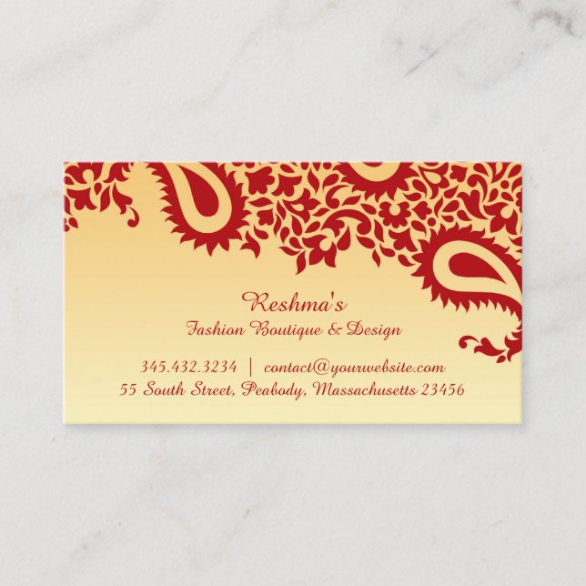 Paisleys Elegant Business Card (Front)