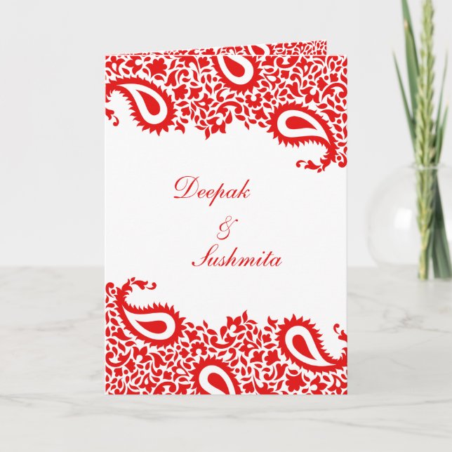 Paisleys Elegant Indian Wedding Folded Invitation (Front)