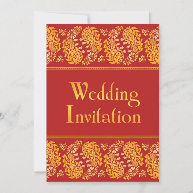 Paisleys Indian Wedding Flat Invitation (Front)