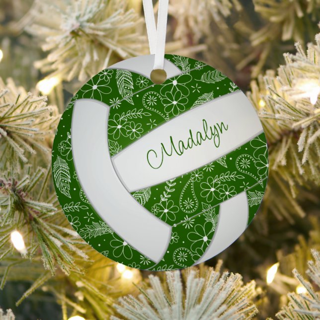 paislies feathers floral pattern green volleyball metal tree decoration (Insitu)