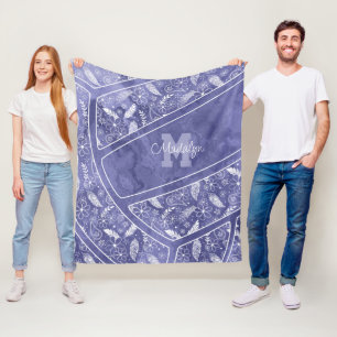 paislies feathers flowers pattern lilac volleyball fleece blanket