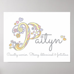 Paityn monogram art girls name and meaning poster