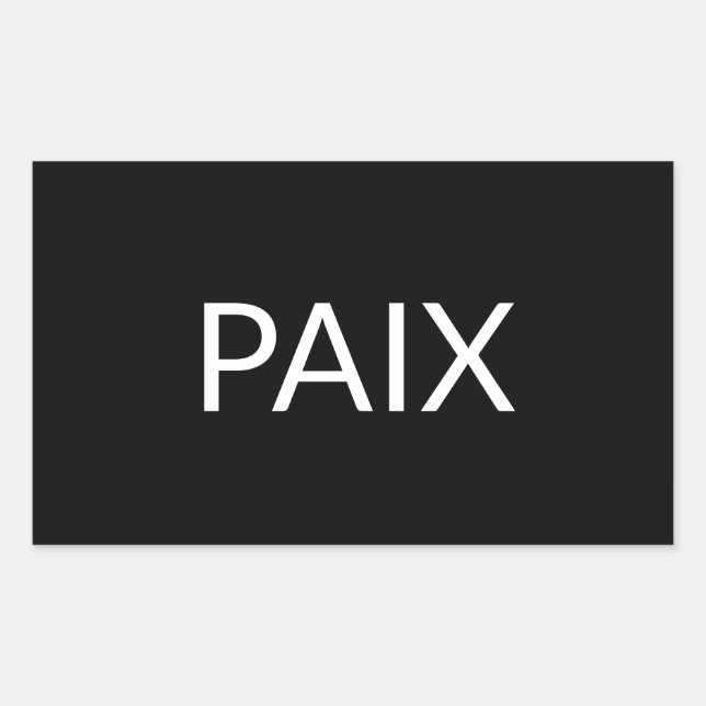 Paix black white French peace simple minimalist Rectangular Sticker (Front)