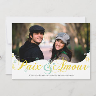 Paix et D'amour Carte de Noël Holiday Card