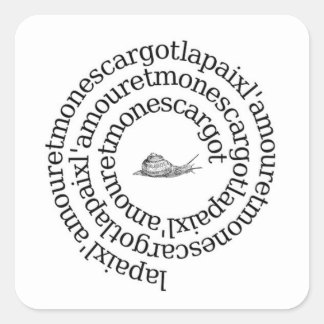 Paix, l'amour et mon escargot square sticker