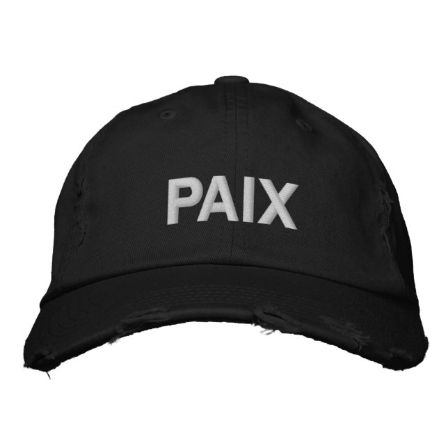 Paix peace in French black white custom modern  Embroidered Hat (Front)