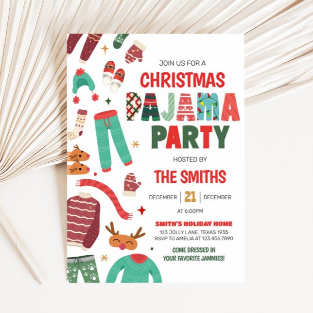 Pajama Holiday Christmas Party Invitation (Holiday Pajama Christmas Party Invitation)
