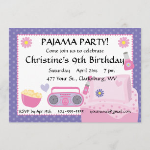 Pajama Party Birthday Invitation