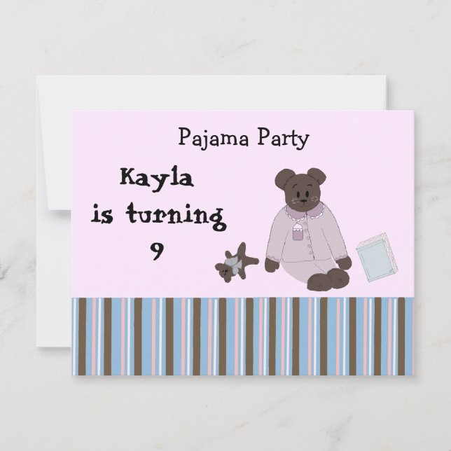 Pajama Party Birthday Invitations (Front)