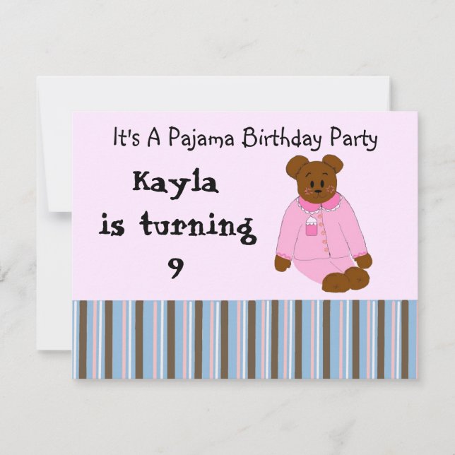 Pajama Party Birthday Invitations (Front)