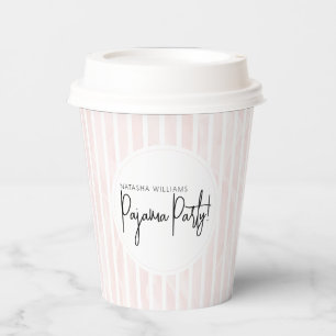 Pajama Party Bridal Shower Pink Stripes Paper Cups