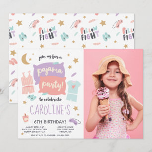 Pajama Party Girls Any Age Photo Birthday Party Invitation