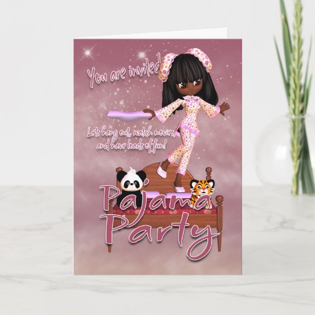 Pajama Party Invitation Card (Front)