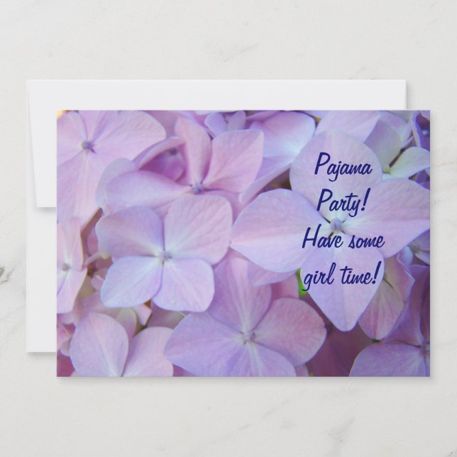 Pajama Party! Invitations Purple Blue Floral Cards (Front)