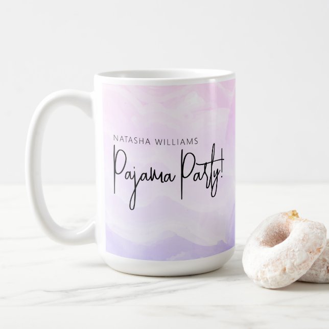 Pajama Party Pastel Pink Purple Modern Coffee Mug (With Donut)