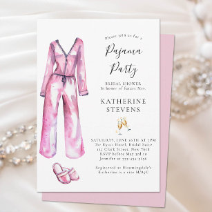Pajama Party PJ Lingerie Slumber Bridal Shower Invitation