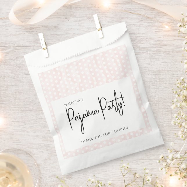 Pajama Party Polka Dots Soft Pink  Favour Bag (Clipped)