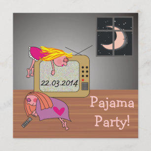Pajama Party Sleeping Girls Cute Invitations