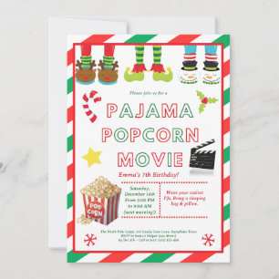 Pajama Party   Sleepover Birthday Movie Night Invitation