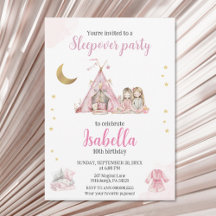 Pajama Party Sleepover Party Watercolor