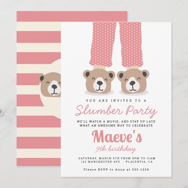 Pajama Party, Sleepover Slumber Party Invitation (Front/Back)