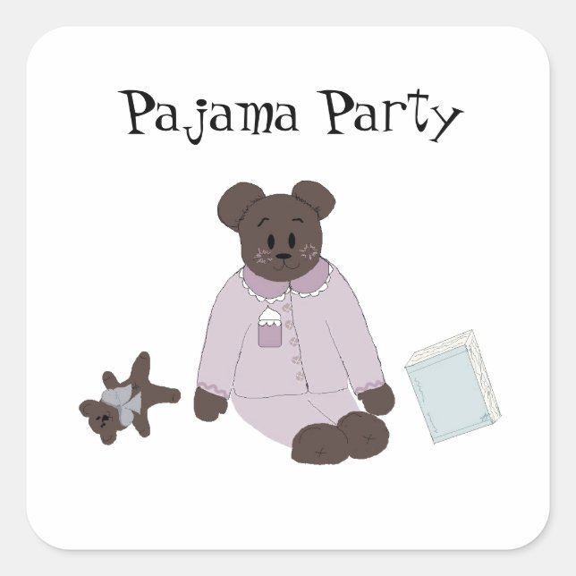 Pajama Party Square Sticker (Front)