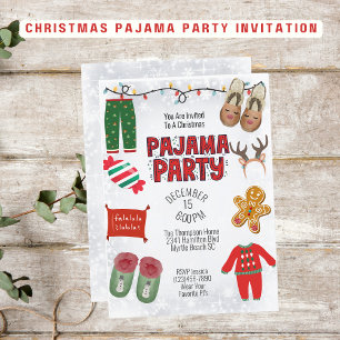 Pajama Sleepover Christmas Party Invitation