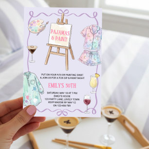 Pajamas and Paint Girls Night Birthday Party Invitation