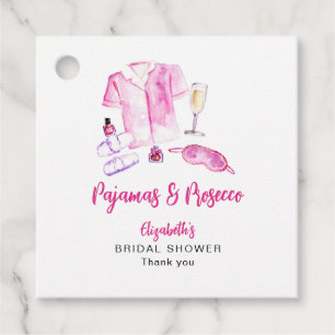Pajamas and Prosecco Bridal Shower Pink Custom Favour Tags