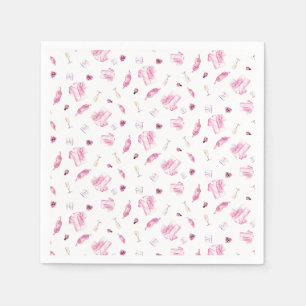 Pajamas and Prosecco Bridal Shower Pink Pattern Napkin