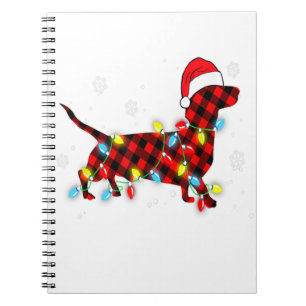 Pajamas Red Buffalo Plaid Dachshund Dog Merry Chri Notebook