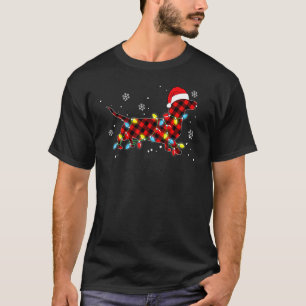 Pajamas Red Buffalo Plaid Dachshund Dog Merry Chri T-Shirt