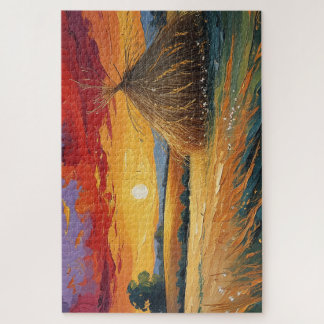 Pajar solitario al atardecer jigsaw puzzle