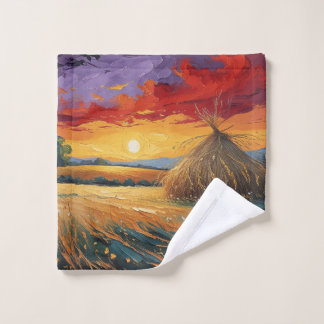 Pajar solitario al atardecer wash cloth